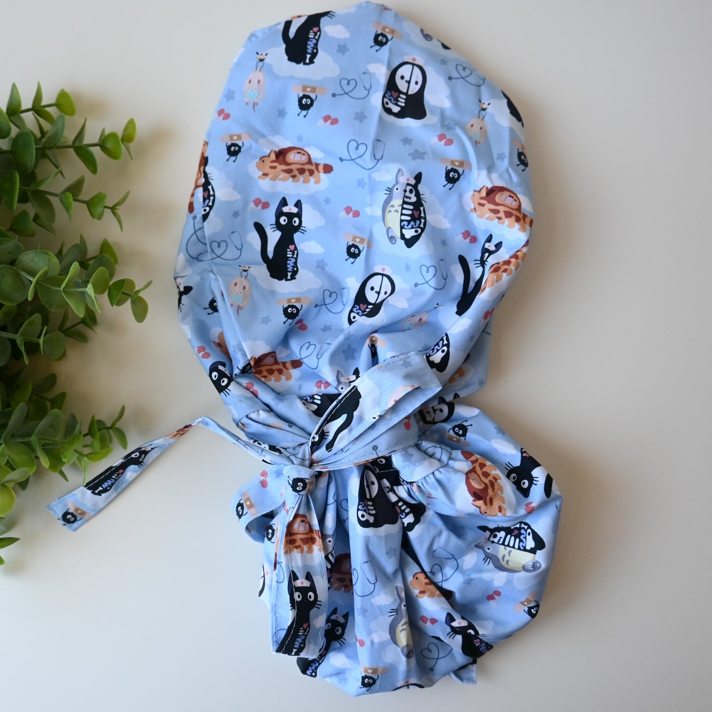 STUDIO GHIBLI ANATOMY THEMED SATIN LINED PONYTAIL SCRUB CAP