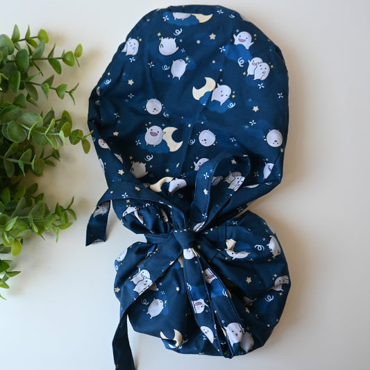 THE BOY AND THE HERON - WARAWARA THEMED SATIN LINED PONYTAIL SCRUB CAP