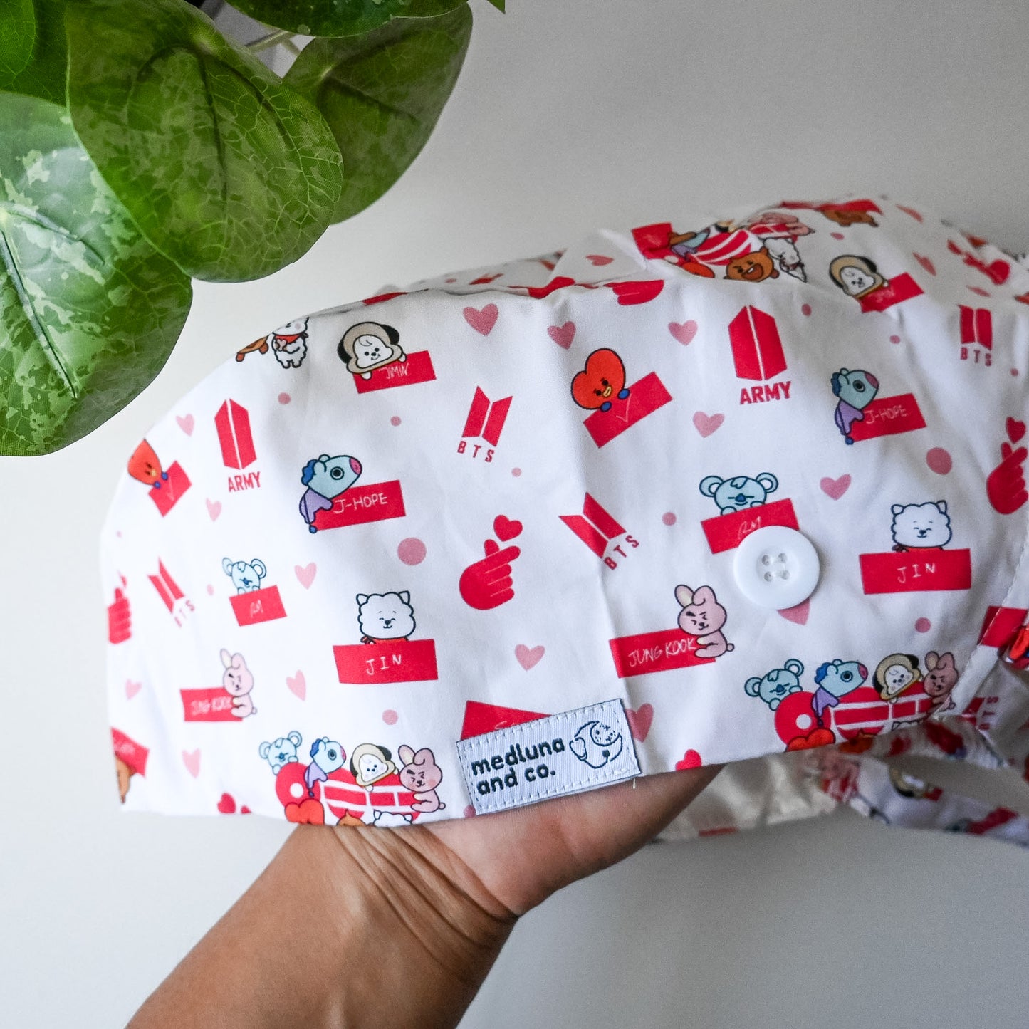 BTS THEMED SATIN LINED PONYTAIL SCRUB CAP