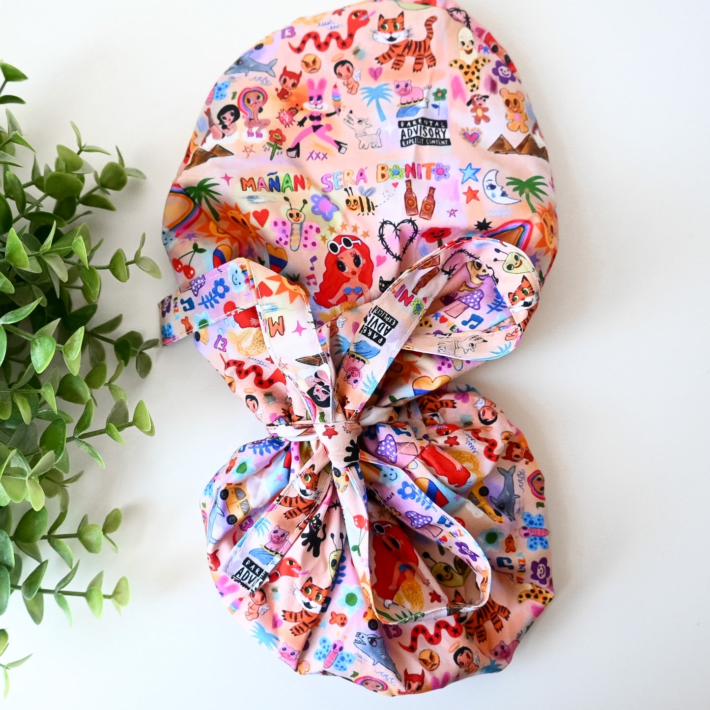 KAROL G THEMED SATIN LINED PONYTAIL SCRUB CAP
