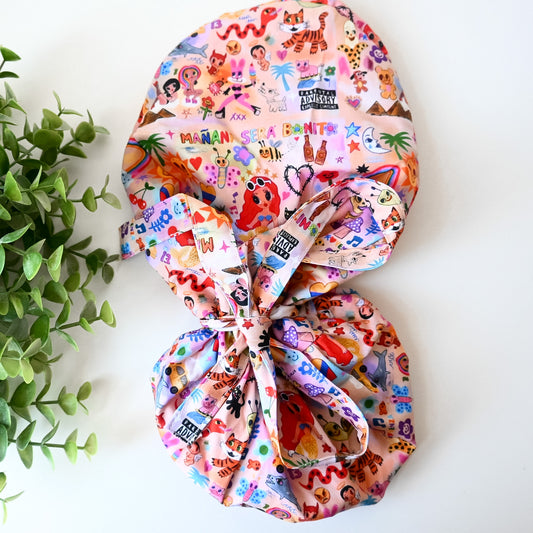 KAROL G THEMED SATIN LINED PONYTAIL SCRUB CAP