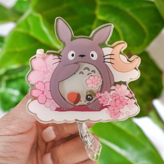 MY NEIGHBOR TOTORO - SAKURA THEMED ACRYLIC SHAKER BADGE REEL