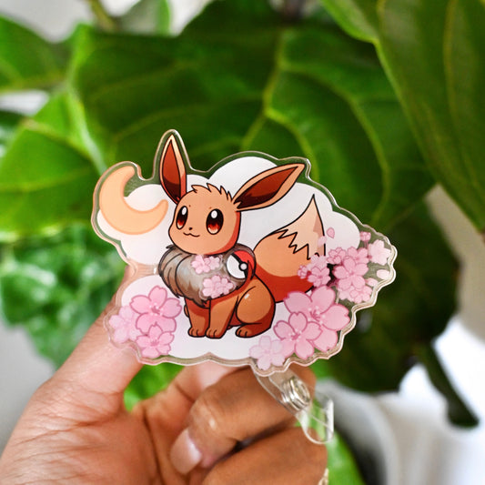POKEMON - EEVEE SAKURA THEMED ACRYLIC SHAKER BADGE REELS