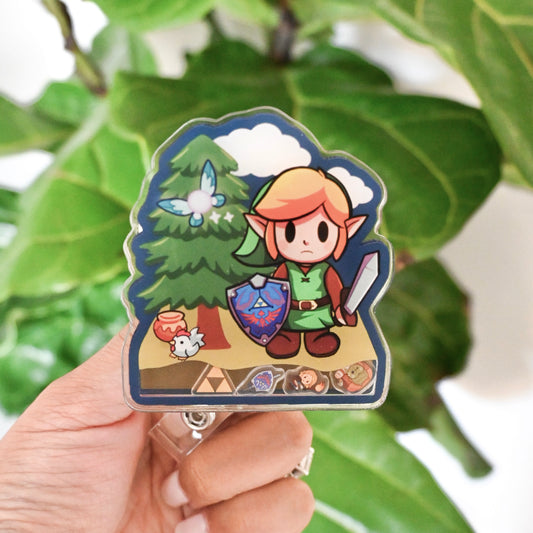 LEGEND OF ZELDA - LINK THEMED ACRYLIC SHAKER BADGE REEL