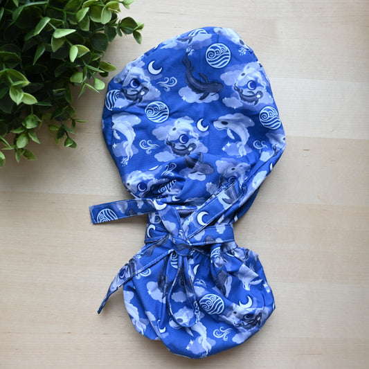 ATLA - TUI AND LA THEMED SATIN LINED PONYTAIL SCRUB CAP