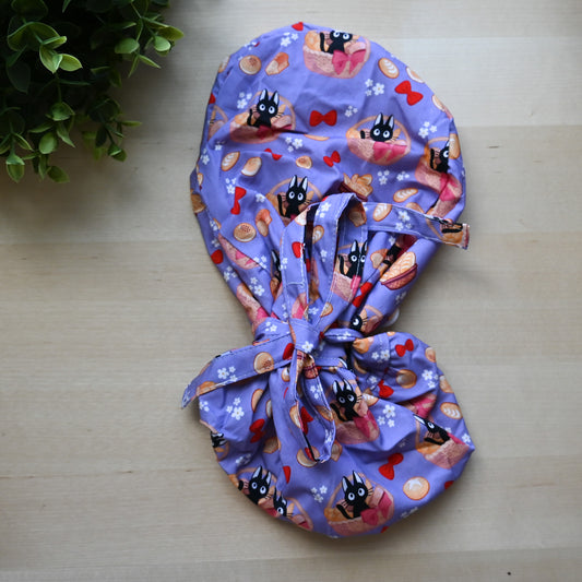 KIKI'S DELIVERY SERVICE - JIJI IN BASKET SATIN LINED PONYTAIL SCRUB CAP