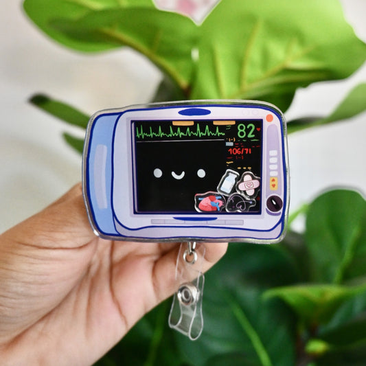 CARDIOLOGY THEMED ACRYLIC SHAKER BADGE REEL