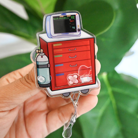 EMERGENCY THEMED ACRYLIC SHAKER BADGE REEL