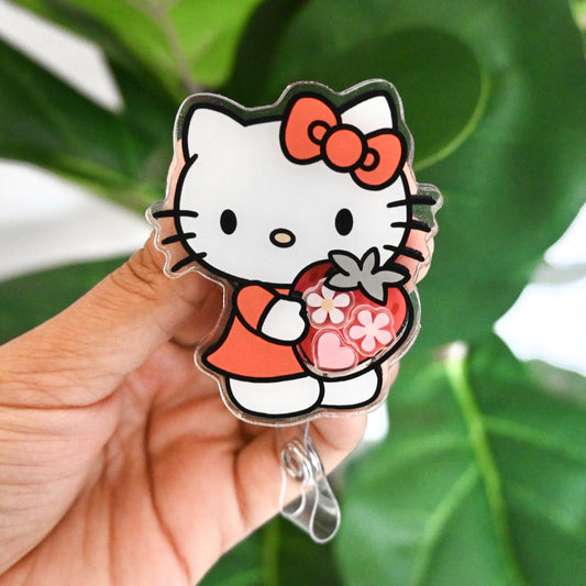 HELLO KITTY THEMED ACRYLIC SHAKER BADGE REEL