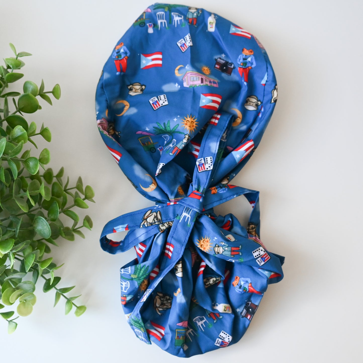 BAD BUNNY DTMF THEMED SATIN LINED PONYTAIL SCRUB CAP