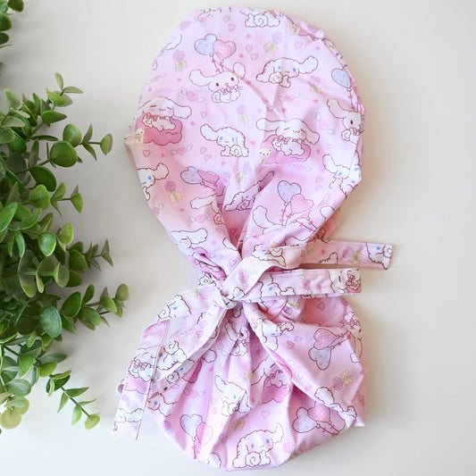 CINNAMOROLL PINK THEMED SATIN LINED PONYTAIL SCRUB CAP