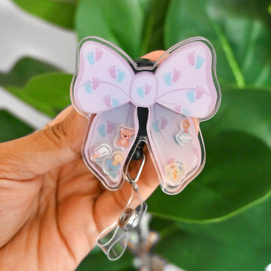 LABOR AND DELIVERY THEMED ACRYLIC SHAKER BADGE REEL