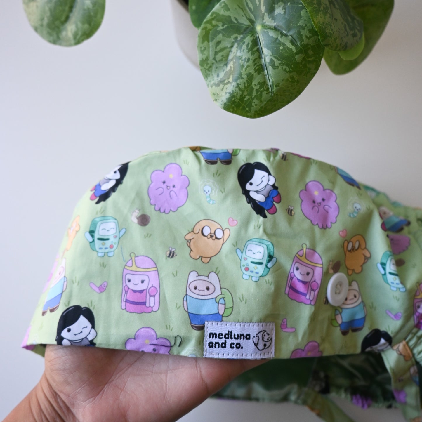 ADVENTURE TIME THEMED SATIN LINED PONYTAIL SCRUB CAP