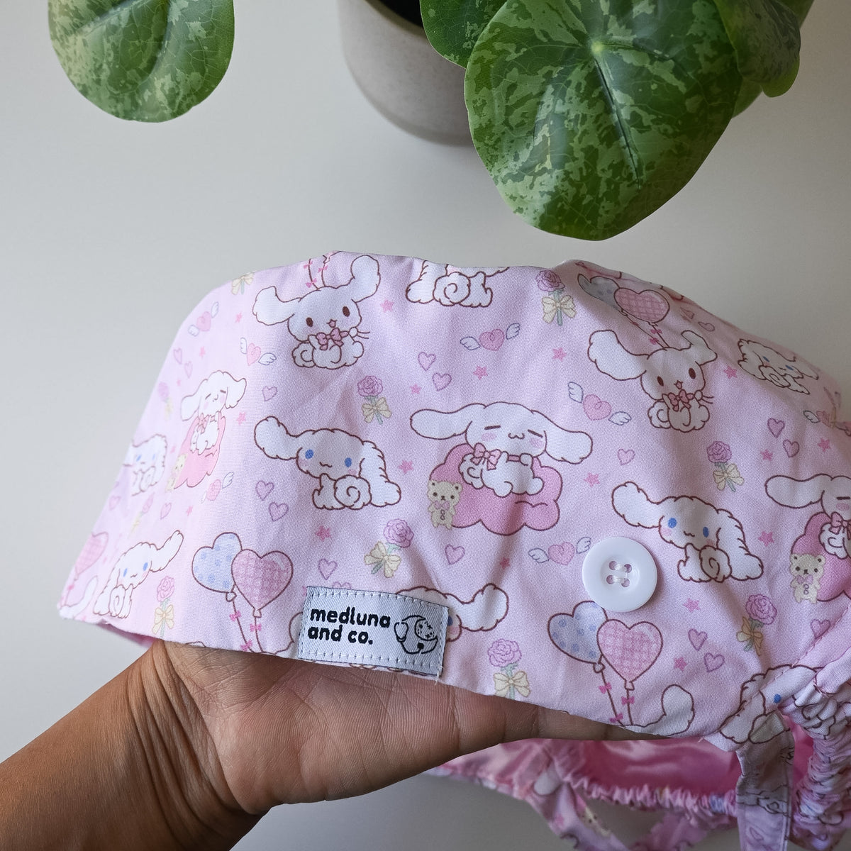CINNAMOROLL PINK THEMED SATIN LINED PONYTAIL SCRUB CAP