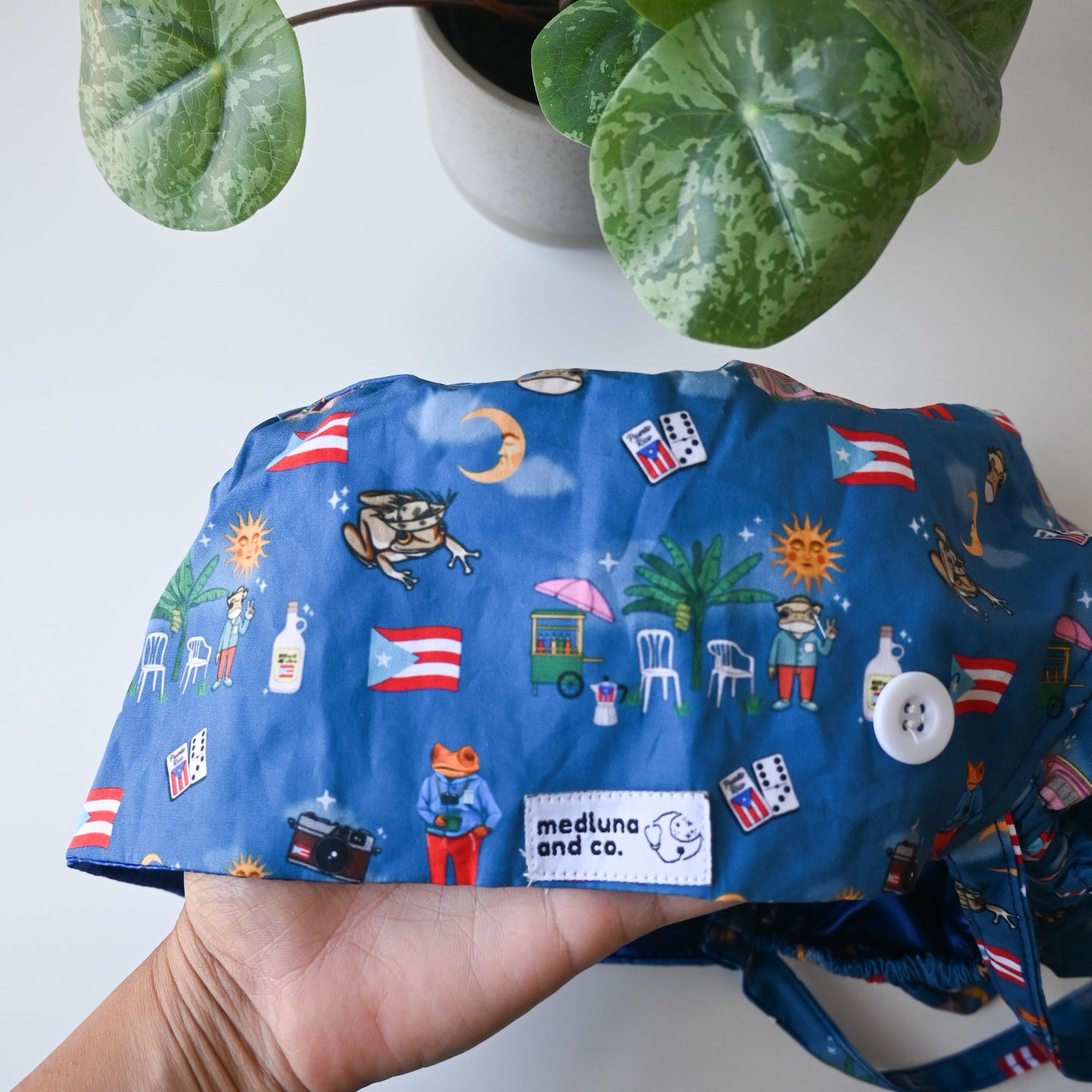 BAD BUNNY DTMF THEMED SATIN LINED PONYTAIL SCRUB CAP