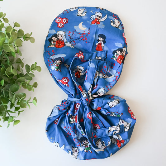 INUYASHA THEMED SATIN LINED PONYTAIL SCRUB CAP