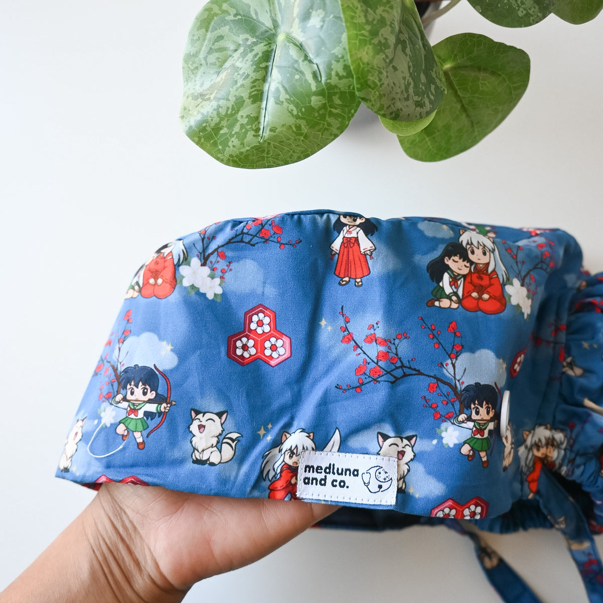 INUYASHA THEMED SATIN LINED PONYTAIL SCRUB CAP