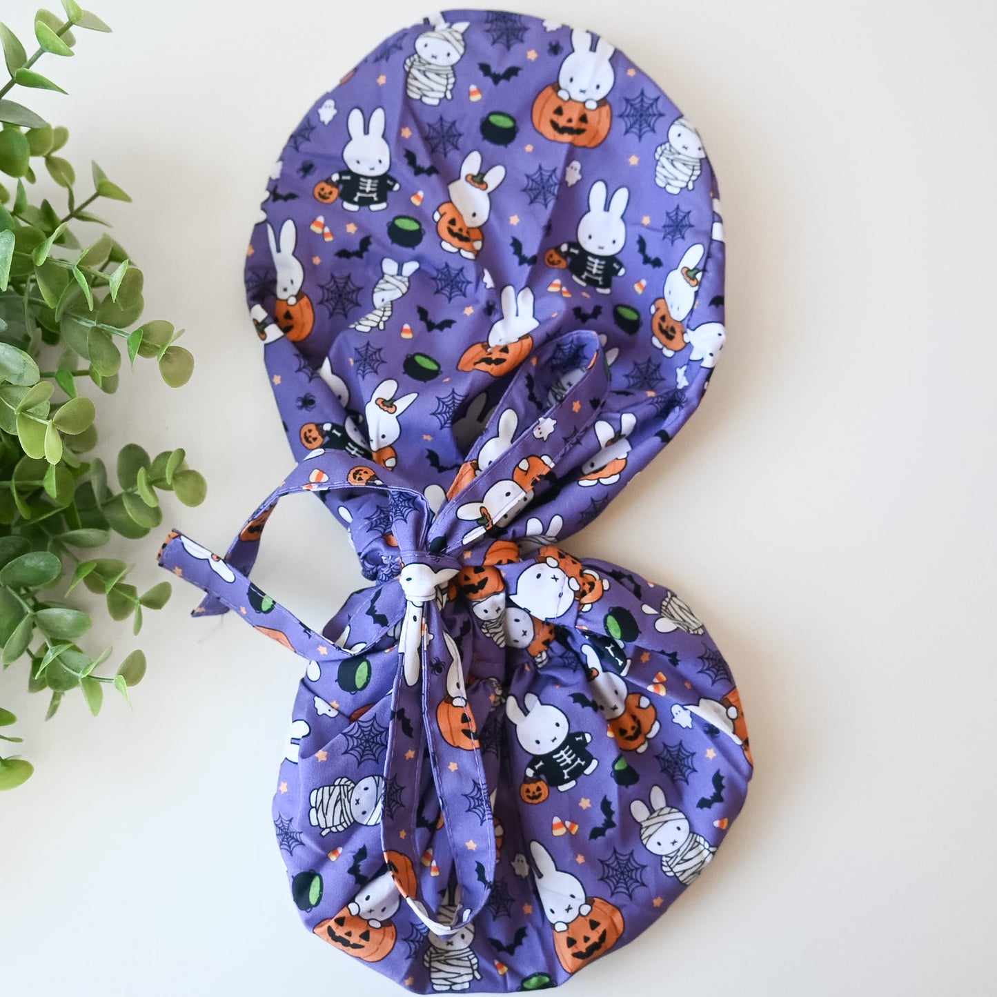 MIFFY HALLOWEEN THEMED SATIN LINED PONYTAIL SCRUB CAP
