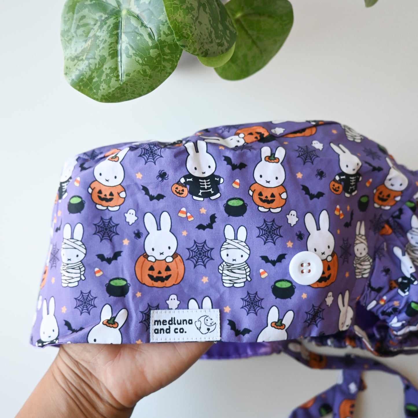 MIFFY HALLOWEEN THEMED SATIN LINED PONYTAIL SCRUB CAP