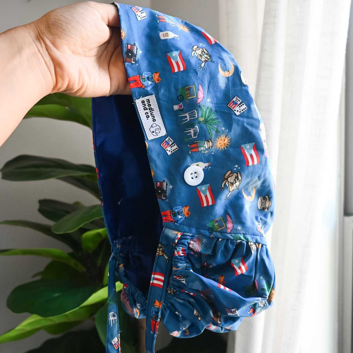 BAD BUNNY DTMF THEMED SATIN LINED PONYTAIL SCRUB CAP