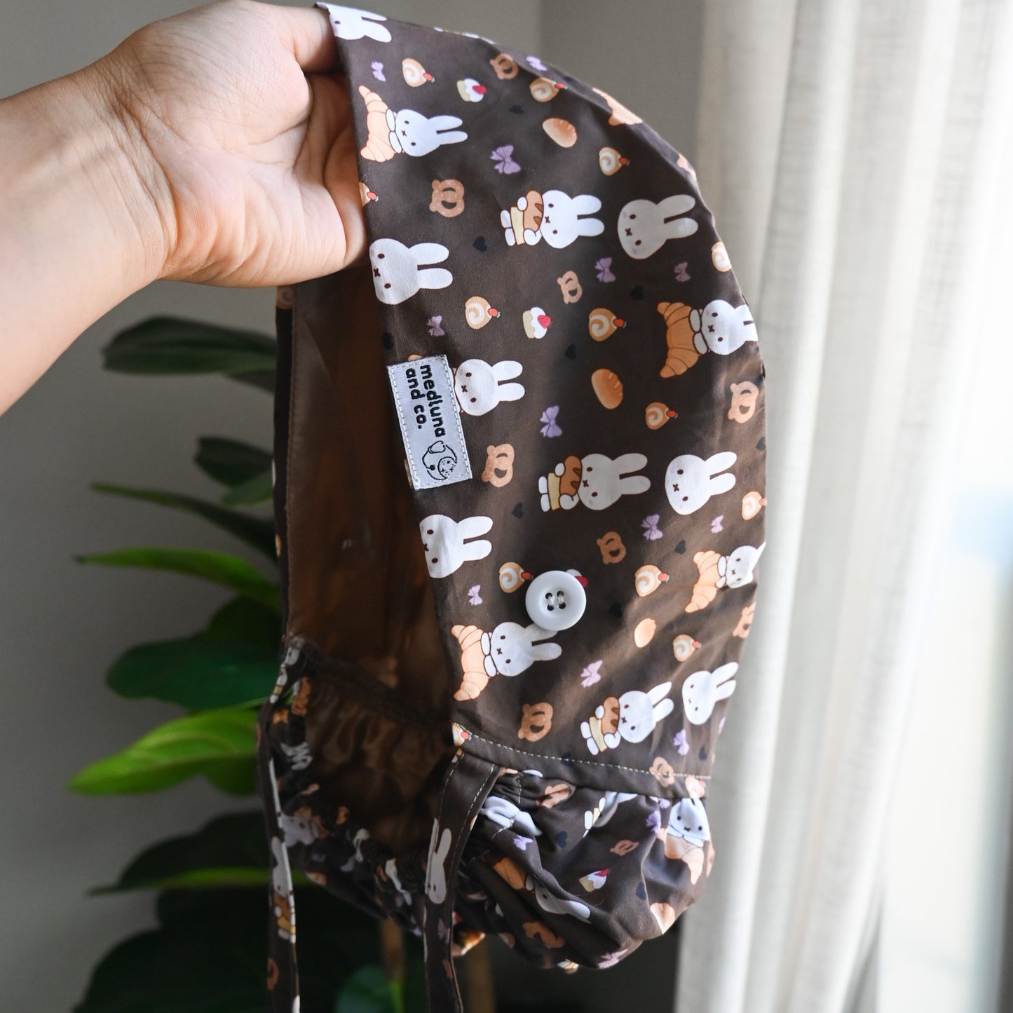 MIFFY BAKERY THEMED SATIN LINED PONYTAIL SCRUB CAP