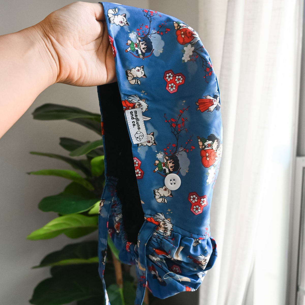 INUYASHA THEMED SATIN LINED PONYTAIL SCRUB CAP