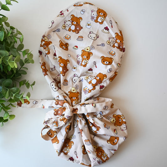 RILAKKUMA THEMED SATIN LINED PONYTAIL SCRUB CAP