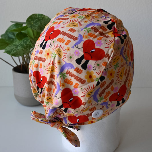 BAD BUNNY UN VERANO SIN TI THEMED SATIN LINED REGULAR SCRUB CAP