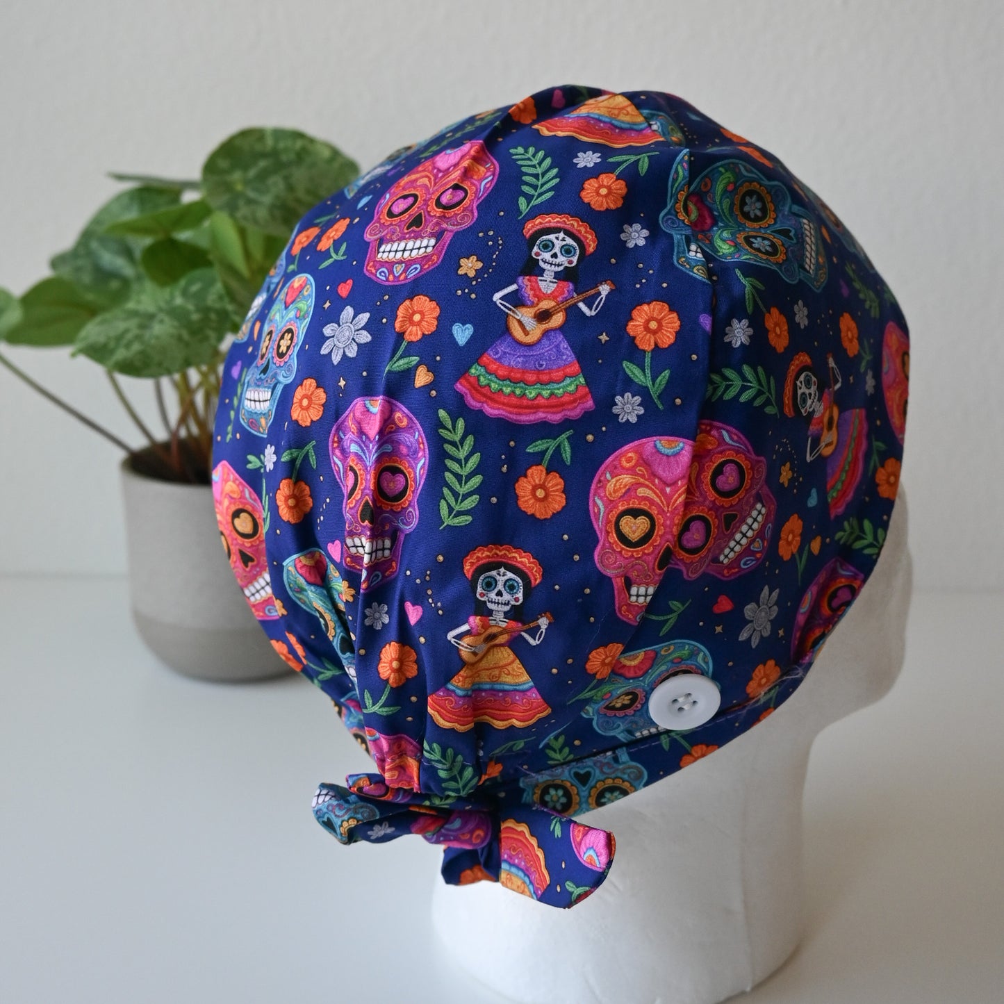 DIA DE LOS MUERTOS THEMED SATIN LINED REGULAR SCRUB CAP