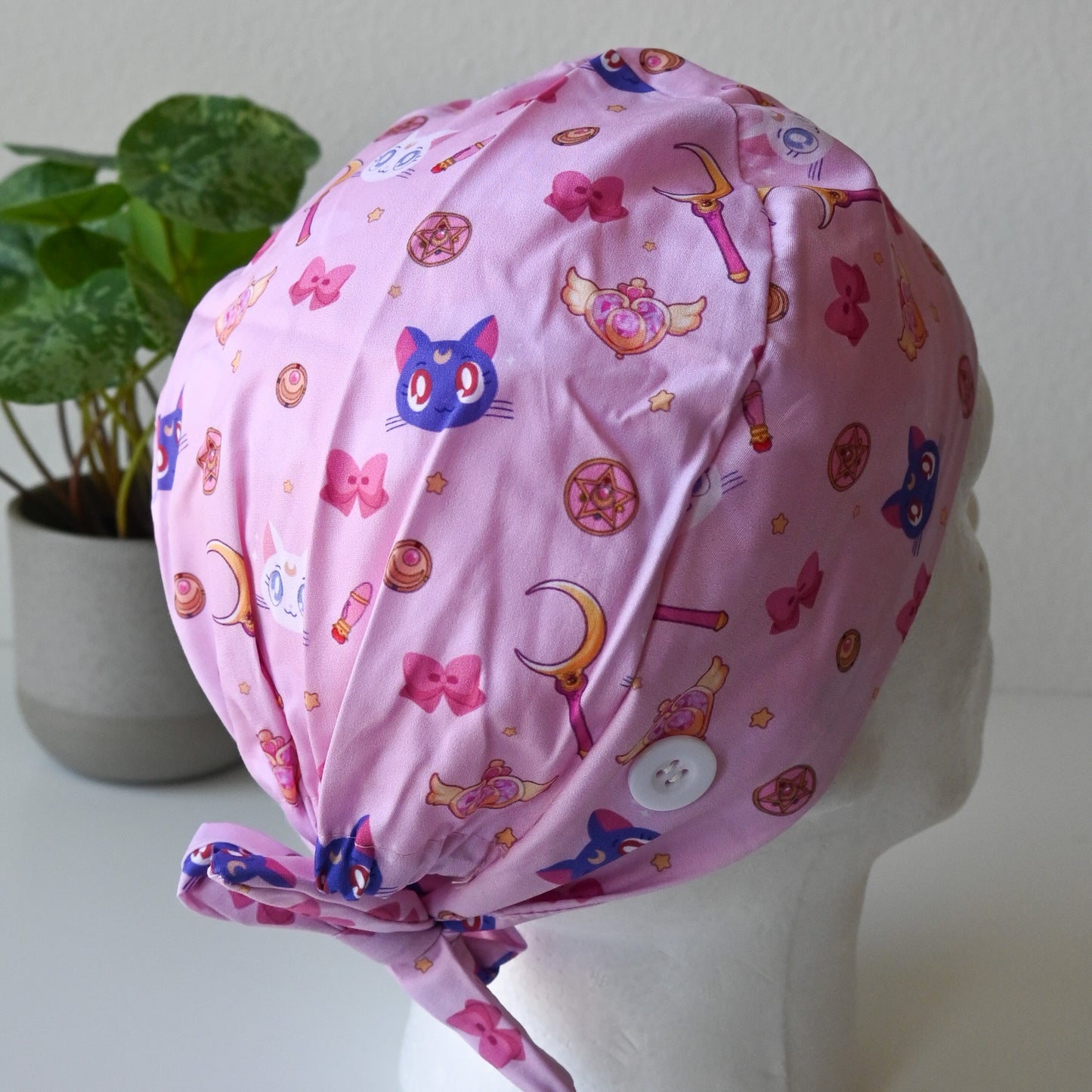 SAILOR MOON - LUNA AND ARTEMIS THEMED SATIN LINED REGULAR SCRUB CAP