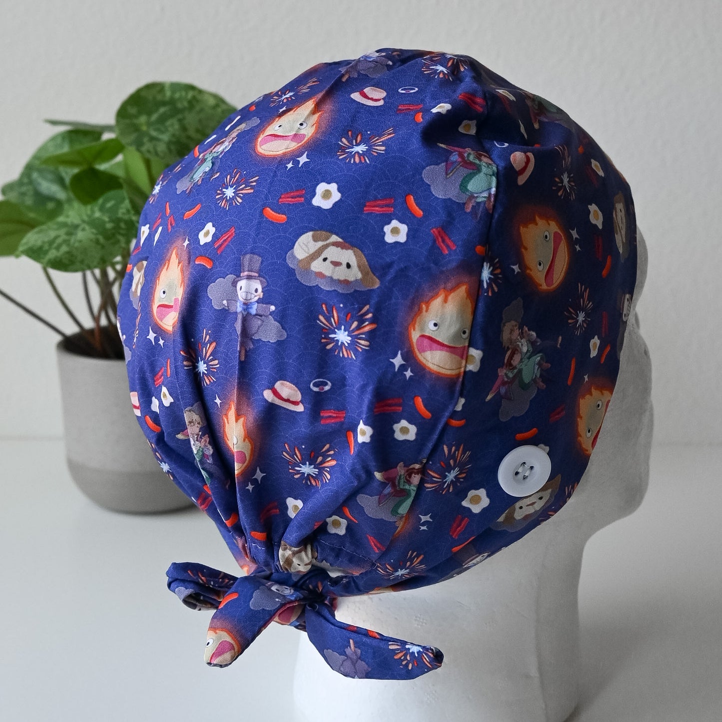 HOWL'S MOVING CASTLE - CALCIFER THEMED SATIN LINED REGULAR SCRUB CAP