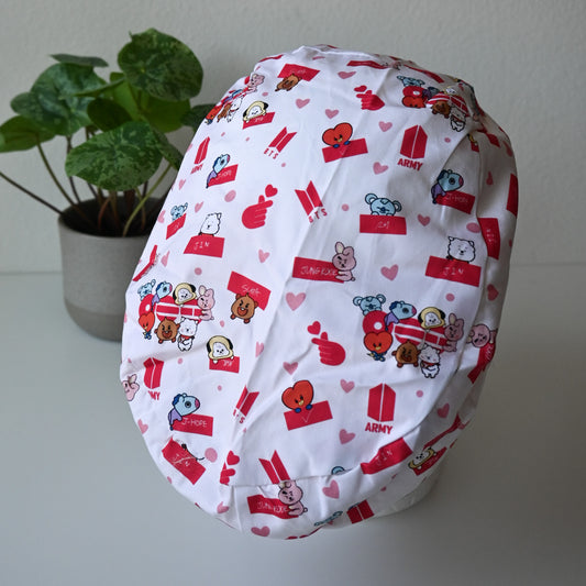 BTS THEMED SATIN LINED EURO STYLE SCRUB CAP