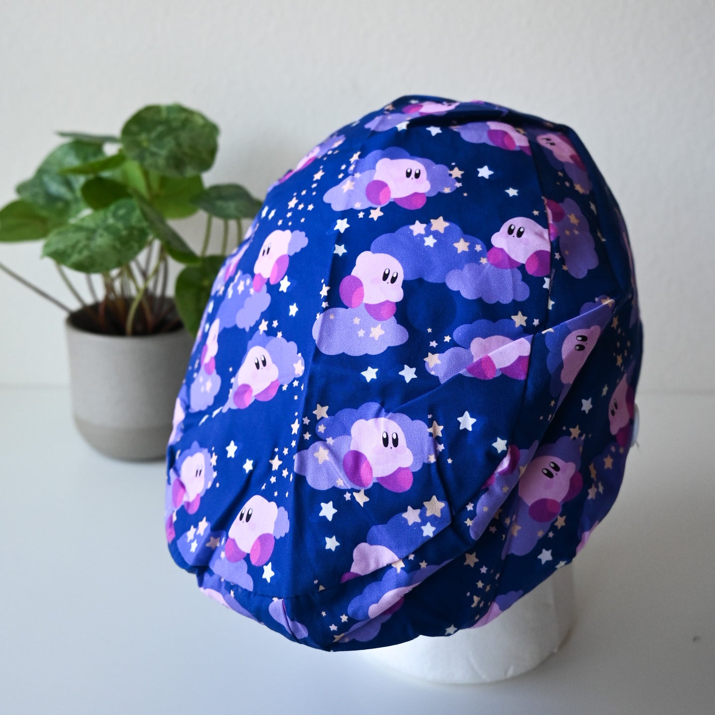 KIRBY - PURPLE KIRBY WITH STARS SATIN LINED EURO STYLE SCRUB CAP