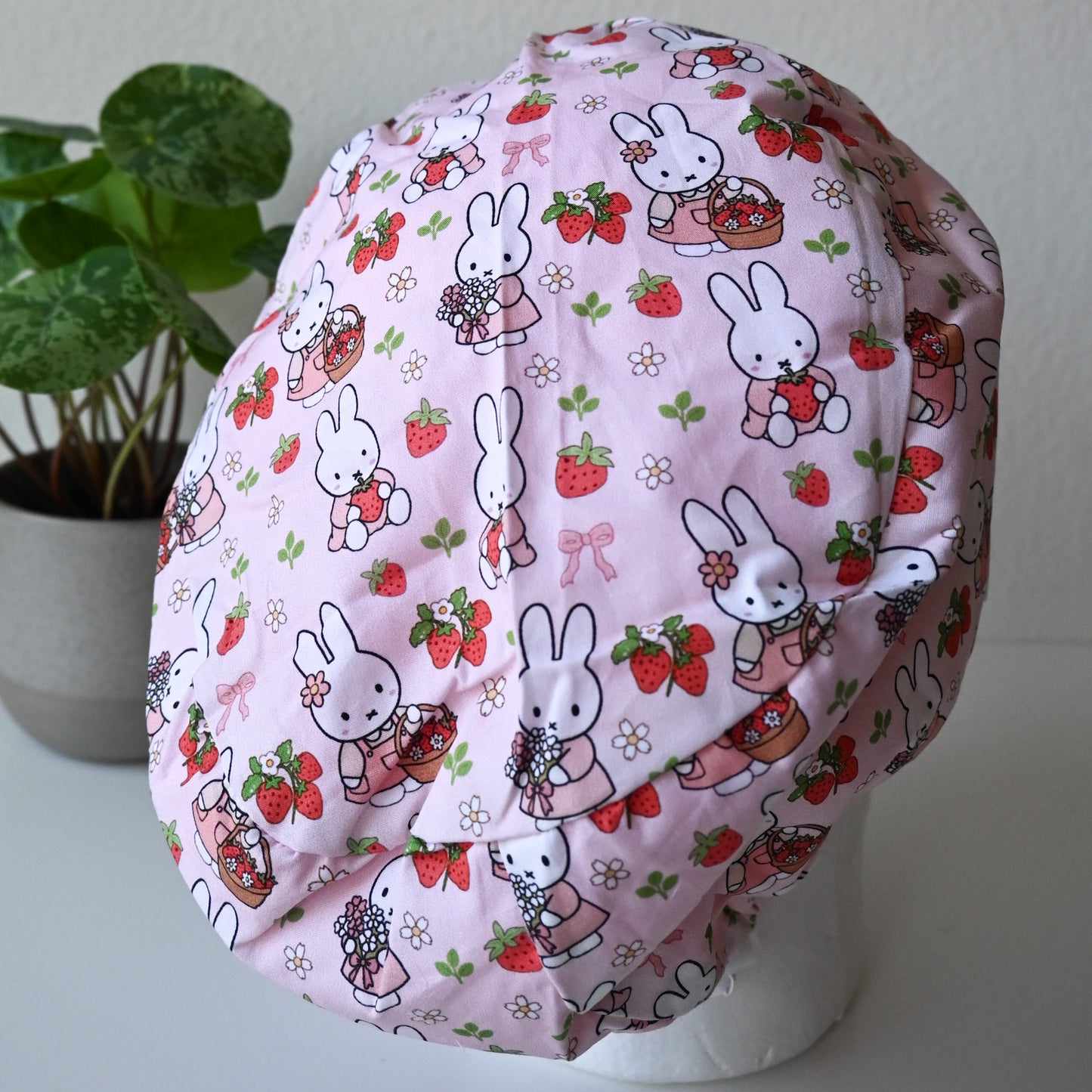 MIFFY STRAWBERRY THEMED SATIN LINED EURO STYLE SCRUB CAP