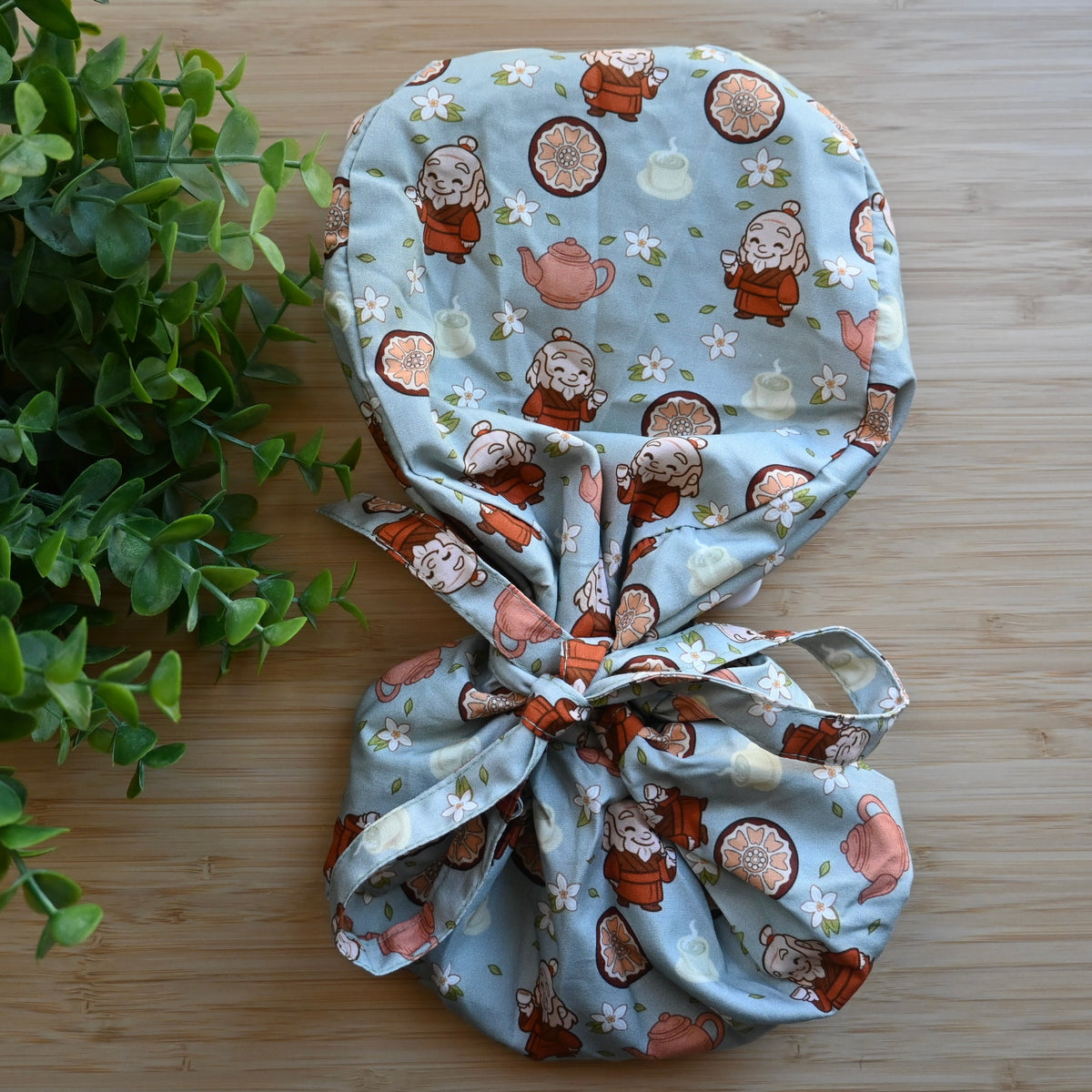 ATLA - UNCLE IROH THEMED SATIN LINED PONYTAIL SCRUB CAP