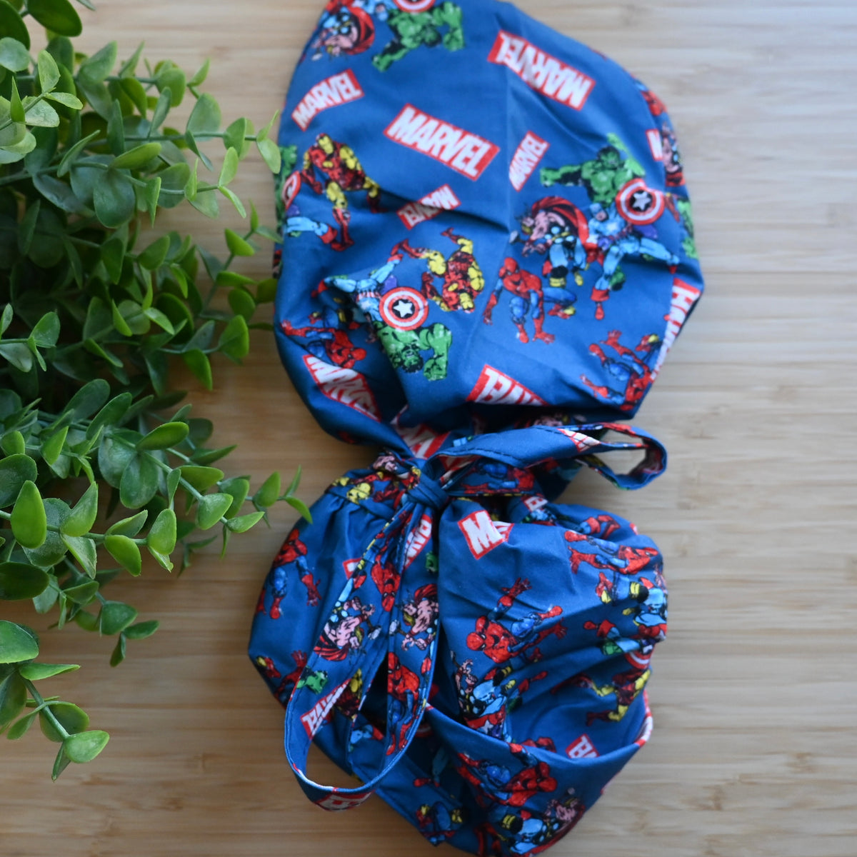 MARVEL THEMED SATIN LINED PONYTAIL SCRUB CAP