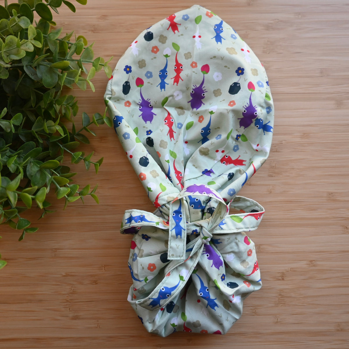 PIKMIN THEMED SATIN LINED PONYTAIL SCRUB CAP