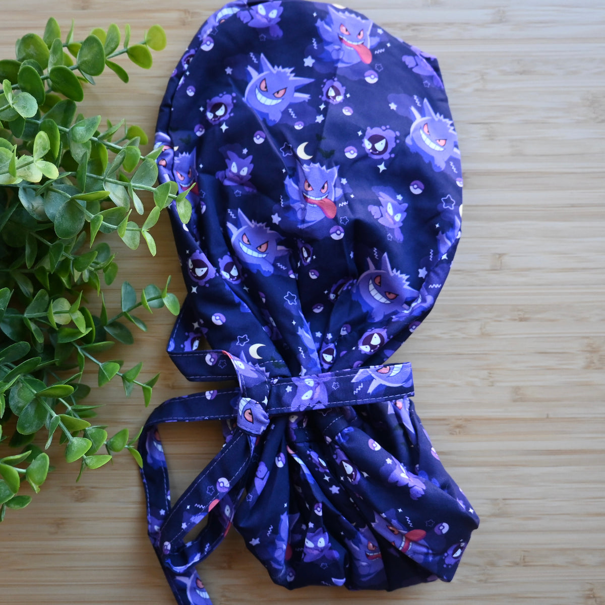 POKEMON - GENGAR THEMED SATIN LINED PONYTAIL SCRUB CAP