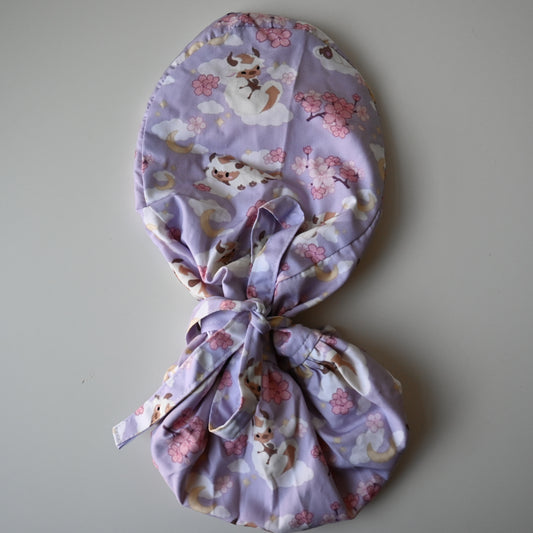 ATLA - CHERRY BLOSSOM APPA SATIN LINED PONYTAIL SCRUB CAP