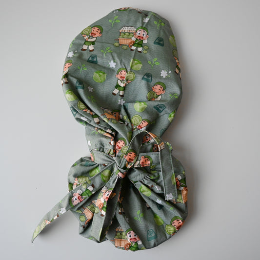 ATLA - CABBAGE MAN THEMED SATIN LINED PONYTAIL SCRUB CAP
