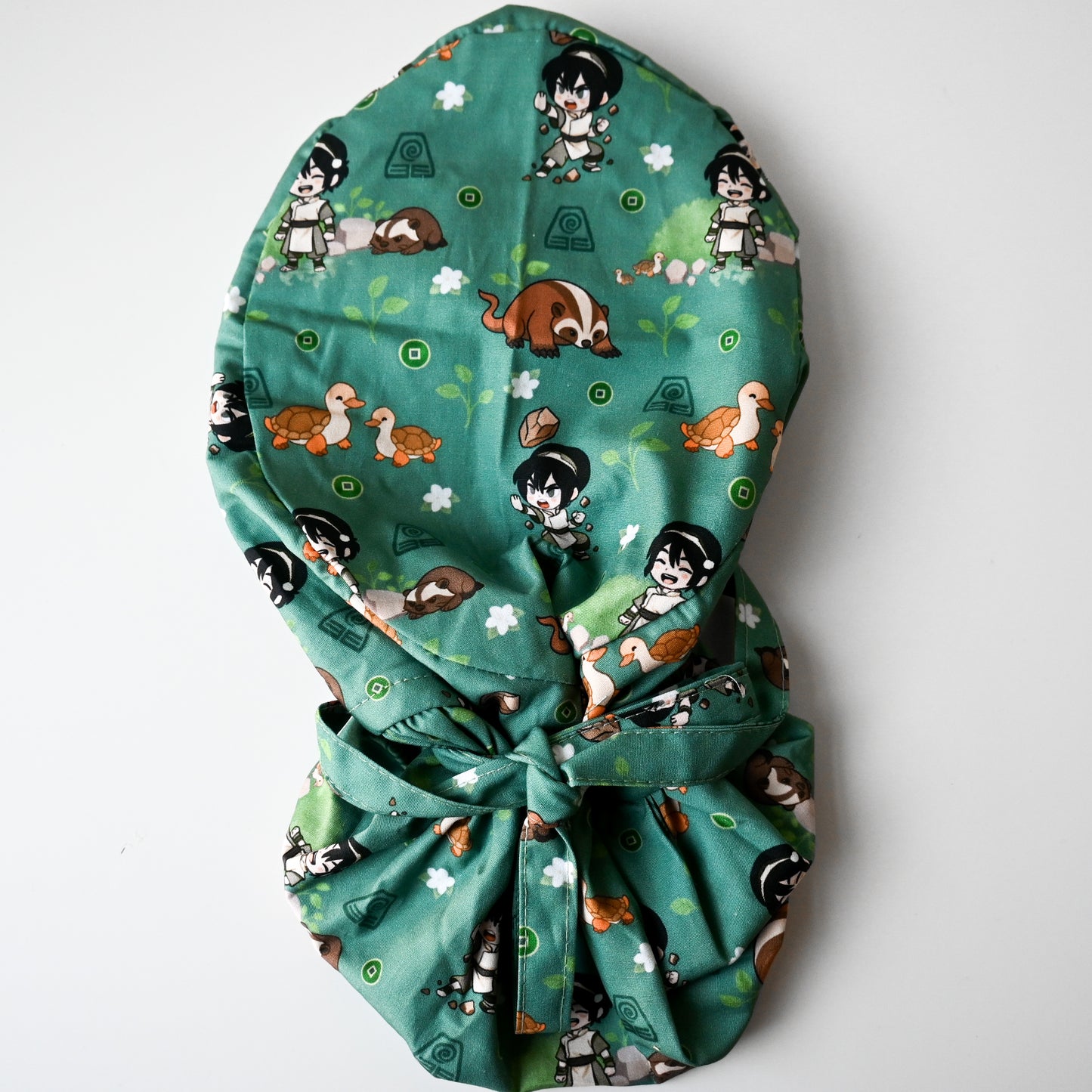 ATLA - EARTH KINGDOM TOPH AND CREATURES SATIN LINED PONYTAIL SCRUB CAPS