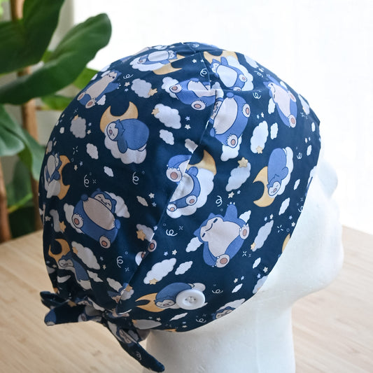 POKEMON - DARK BLUE SNORLAX THEMED SATIN LINED REGULAR SCRUB CAP