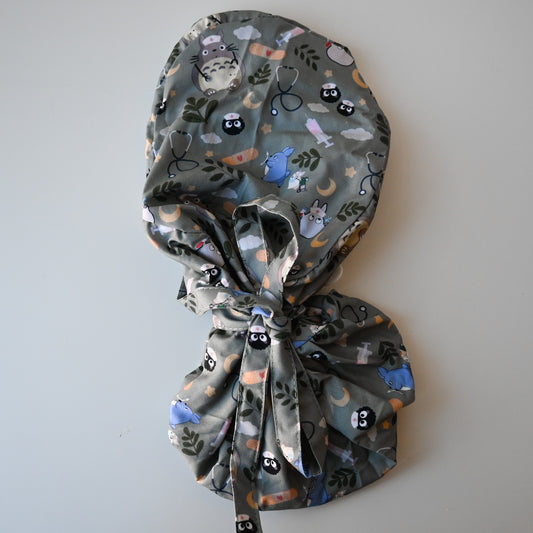 MY NEIGHBOR TOTORO - MEDICAL TOTORO THEMED SATIN LINED PONYTAIL SCRUB CAP