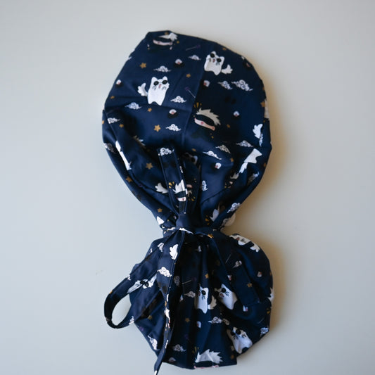 JUJUTSU KAISEN - SATURO GOJO THEMED SATIN LINED PONYTAIL SCRUB CAP