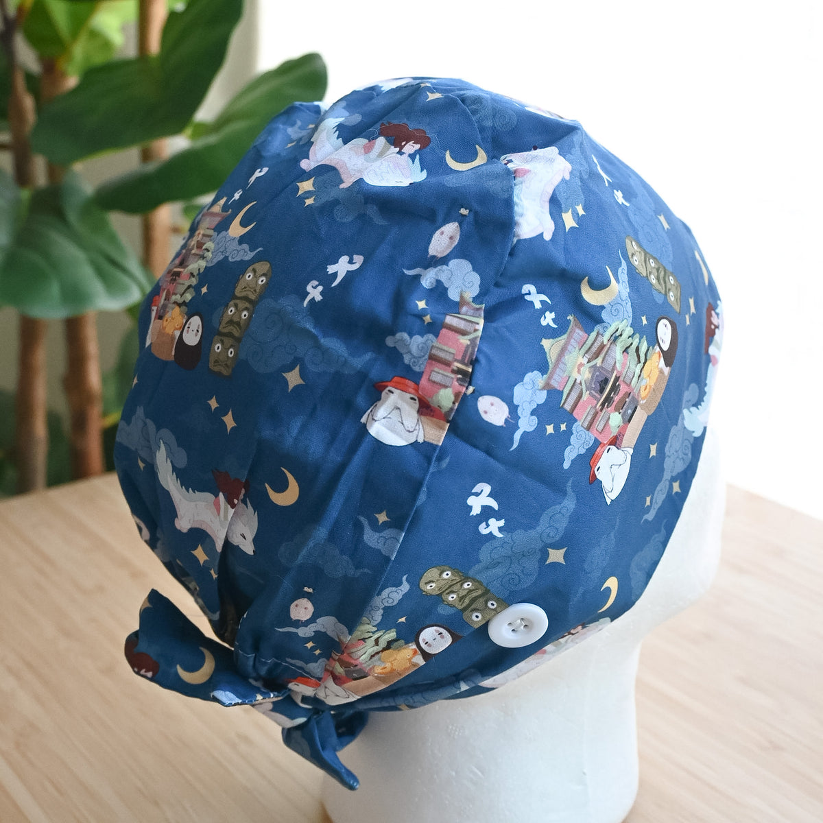 SPIRITED AWAY HAKU FLYING AT NIGHT THEMED SATIN LINED REGULAR SCRUB CAP