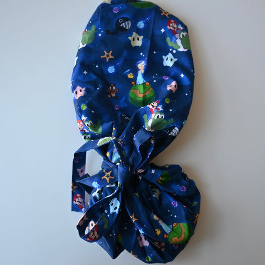 SUPER MARIO BROS. - SUPER MARIO GALAXY THEMED SATIN LINED PONYTAIL SCRUB CAP