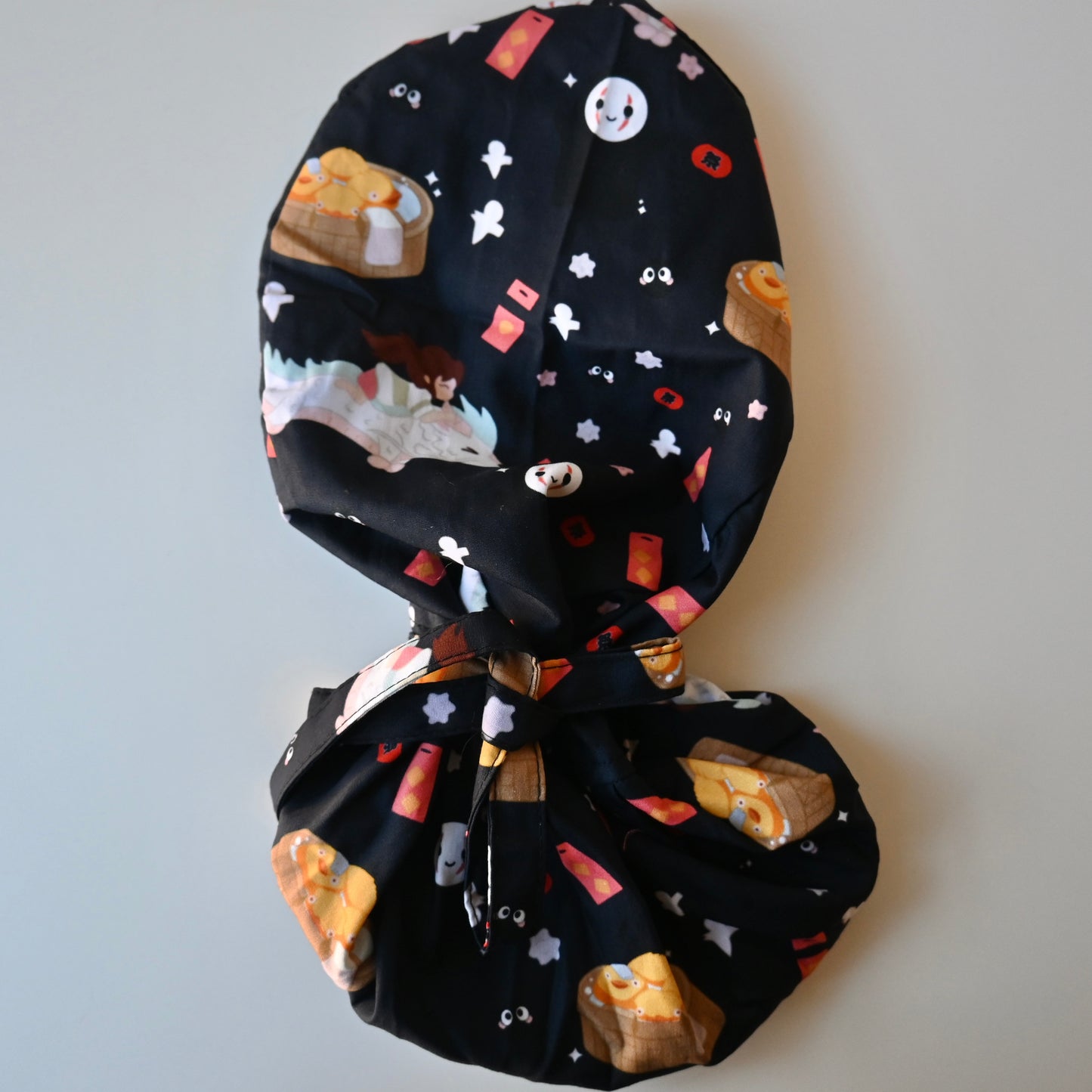SPIRITED AWAY - DARK NO FACE THEMED SATIN LINED PONYTAIL SCRUB CAP