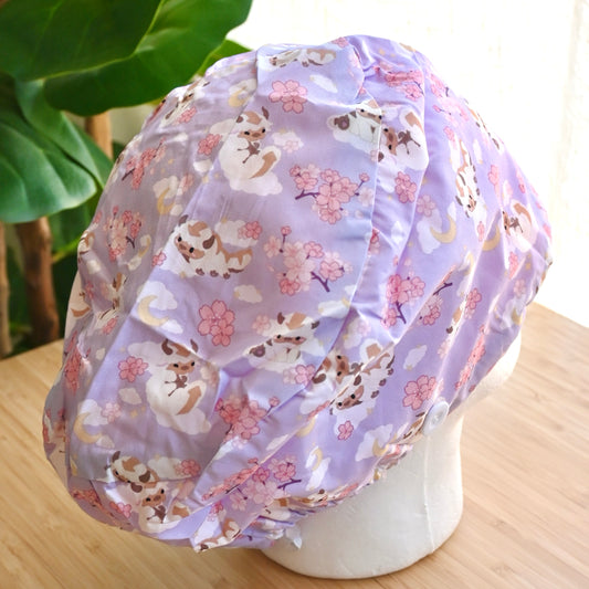 ATLA - APPA CHERRY BLOSSOM THEMED SATIN LINED EURO STYLE SCRUB CAP
