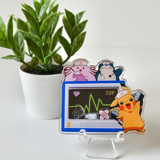 CARDIOLOGY POKEMON THEMED ACRYLIC SHAKER BADGE REEL