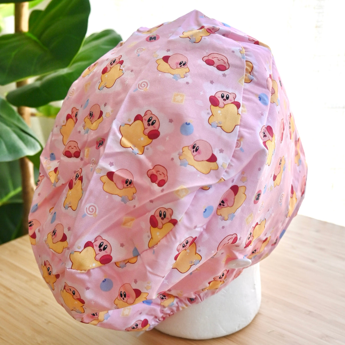 KIRBY - PINK KIRBY WITH STARS THEMED SATIN LINED EURO STYLE SCRUB CAP